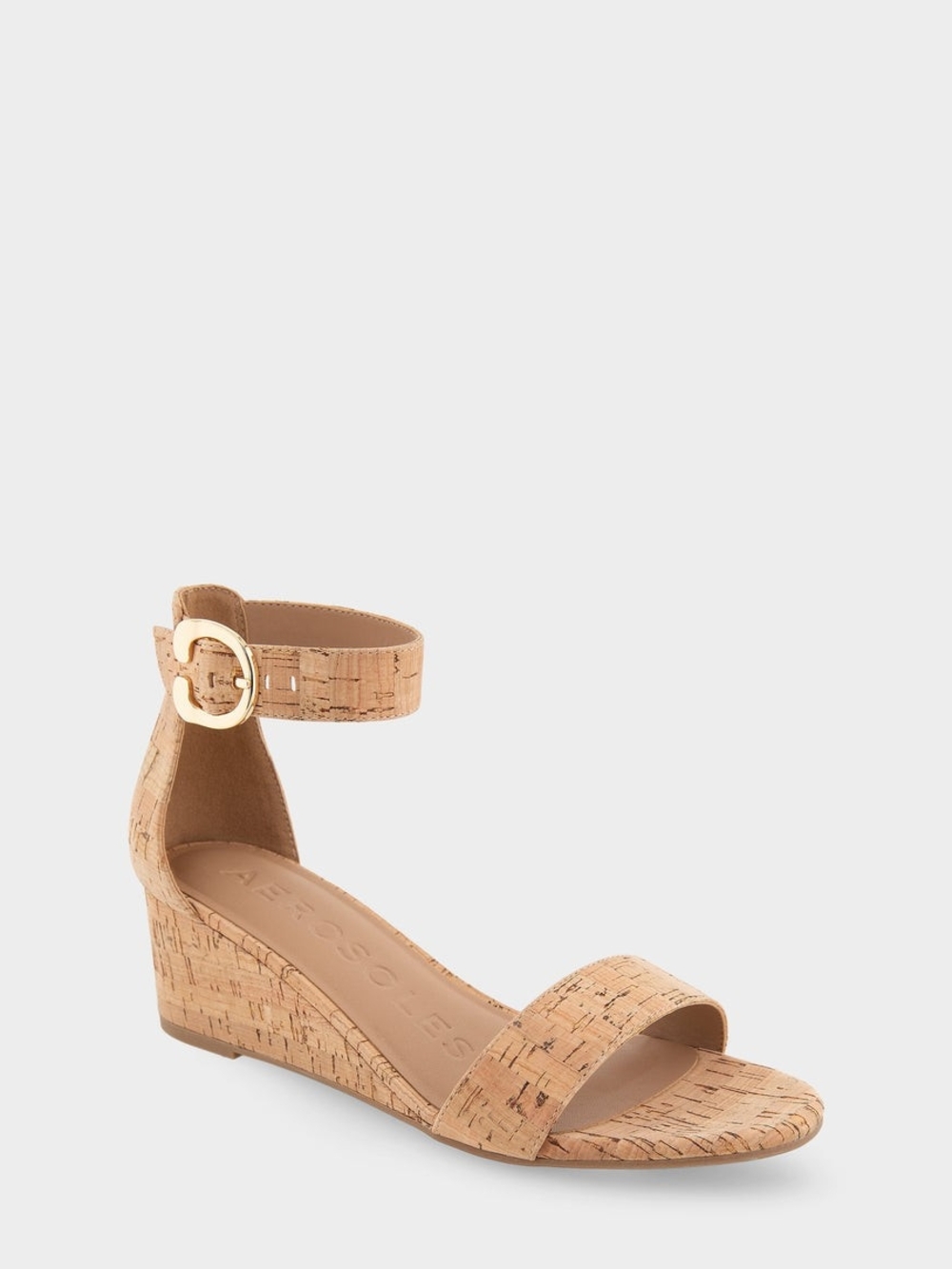 Cork Ankle-Strap Wedge Sandal